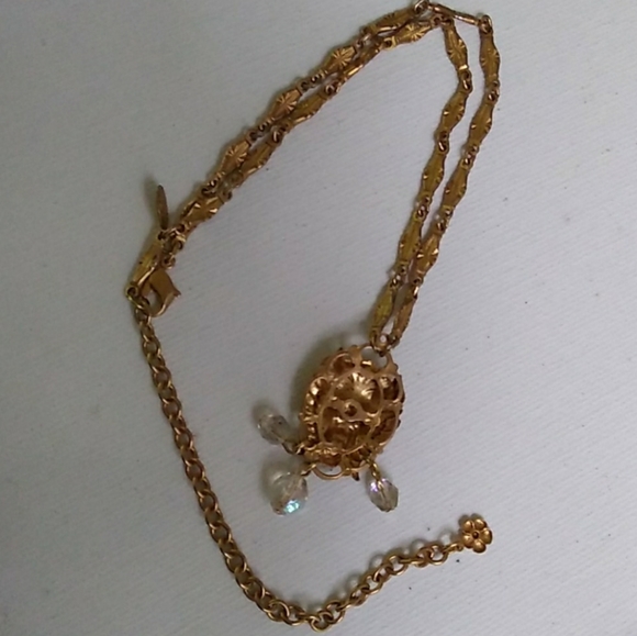 HTF KIRKS FOLLY Mythical Lion Necklace Aurora Borealis Crystal Dangles VINTAGE - Picture 12 of 16